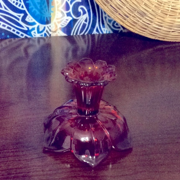 Vintage Red Candle Holder & or Candy Dish - Picture 1 of 3